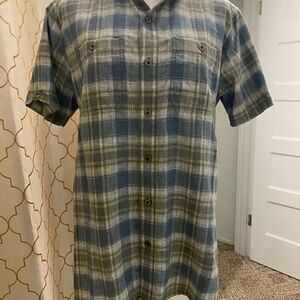 Men's Blue and Gray Plaid Shirt